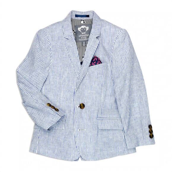 NEW APPAMAN boy's nautical stripe blazer in light blue stripes